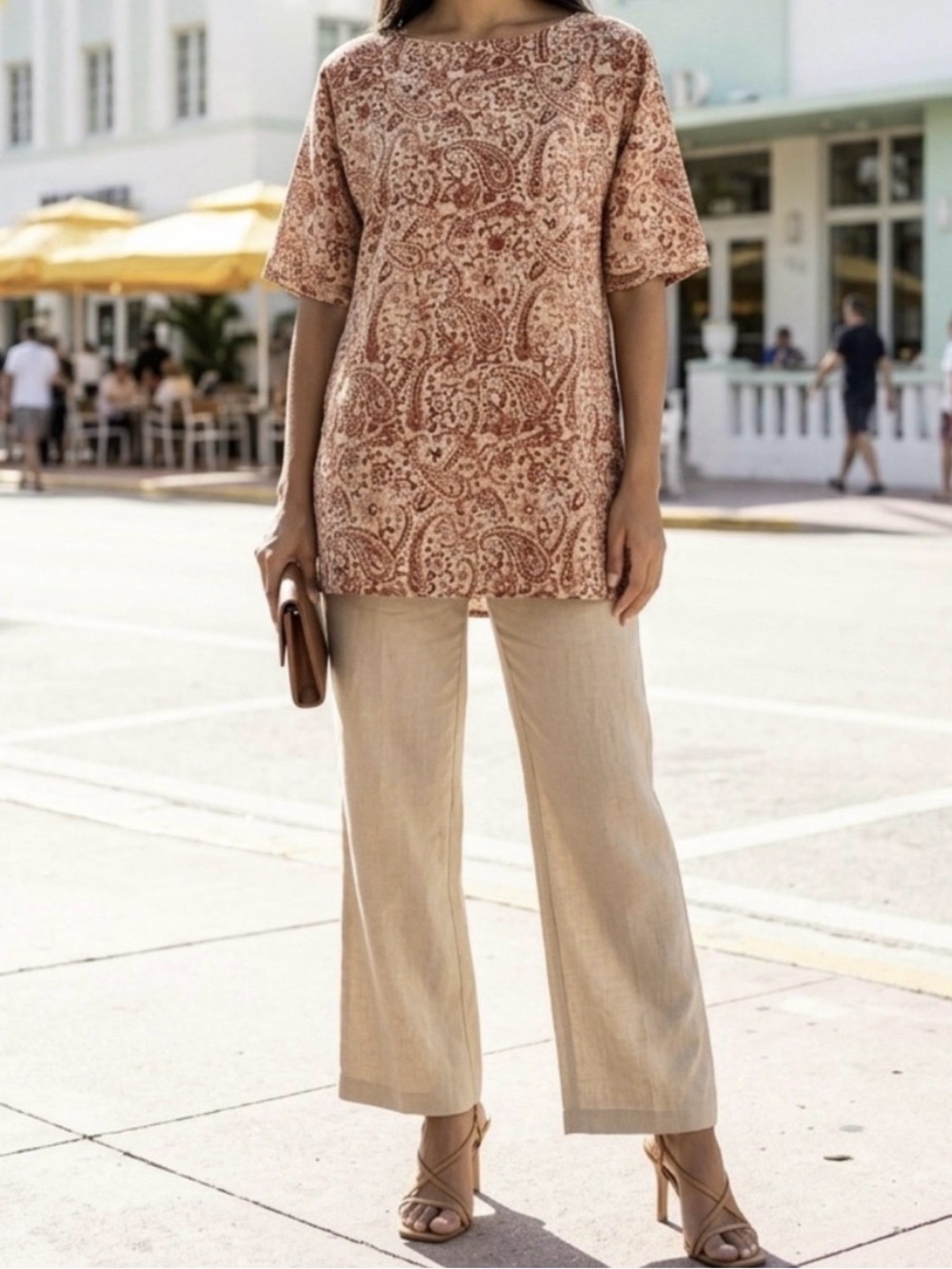 Fabindia Maroon and Beige Paisley Tunic